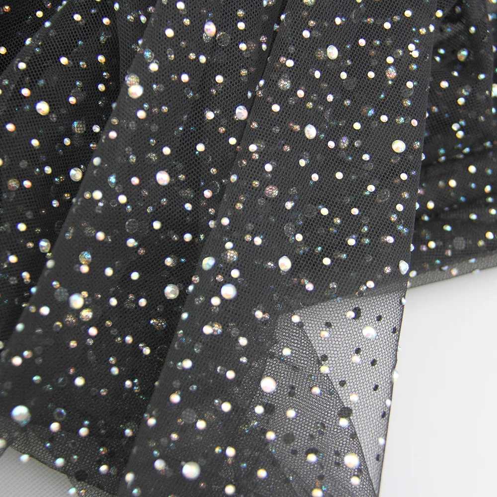 YX725 Custom Printed Galaxy Universe 4 Way Stretch Fabric With Stones for Clothing Dress Spandex Stretch Print Mesh Fabric - 图片 3