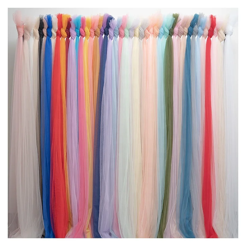 500 Colors Stock Wholesale 40D Nylon Tulle Fabric Polyester Mesh Net Fabric for Wedding Dress - 图片 6