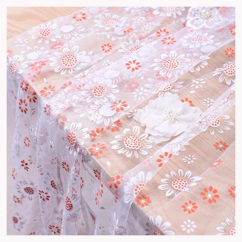 Baby Custom Print Fabric Flowers Sunflower Daisy Printing Mesh Fabric Soft Tulle for TuTu Skirts - 图片 5