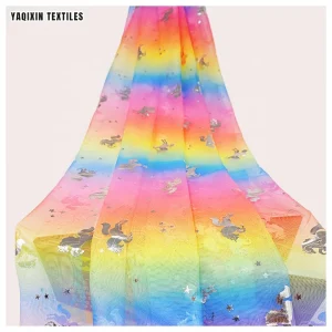 JJ221114 YAQIXIN New Product Unicorn Colorful Rainbow Print Mesh Tulle Fabric Digital Print Tutu Skirt Dancewear
