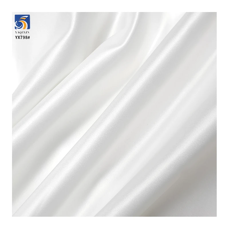 DMF15 75D*300D 160gsm Elegant White 100 Polyester Shiny Bridal Satin Fabric for Wedding Dress - 图片 4