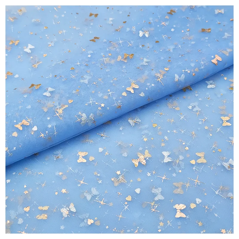 Factory Direct Meteor Shower Print Illusion Flash Tulle Foil Film Printed Fabric Children's Clothing Fashion Design - 图片 6