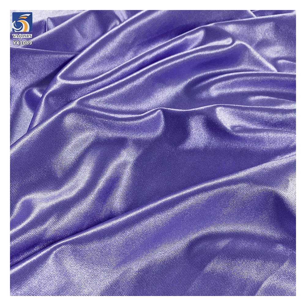 YX1089 2026 Sky Light Blue 140g/200g/250g Elastic Satin Fabric Polyester Spandex Stretch Satin Swimsuit Yoga Sports Fabrics - 图片 4