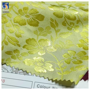 YX770 Noble and Luxurious Custom Gold Florals Satin Jacquard Fabric Polyester Stretch Jacquard Fabric for Garments