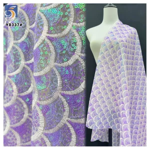 YX337 New Double-Layer Sequined Fabric Fishtail Mermaid Net Sequined Fantasy Fish Scale Fabric for Dress