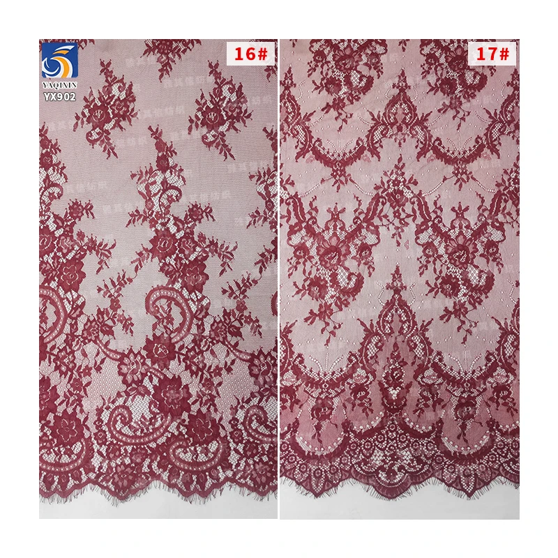 YX902-2 Wholesale Cheap Prices Eyelash Lace Fabric for Clothing Cyan Eyelash Lace Fabric Custom Minimum Order 15 Pieces