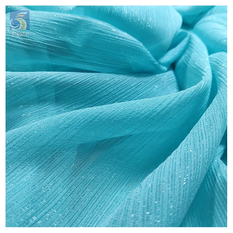 Cheap Prices 100% Polyester Wrinkled Chiffon Fabric Non-Stretch Plain Poly Bright Silk Crepe Fabric by the Yard - 图片 5