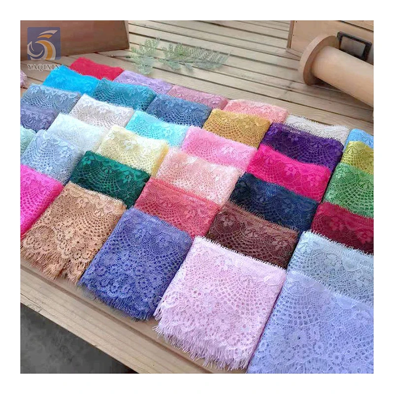 YX2634 Reasonable Price Hot Selling French Lace Fabric Stock Lot Knit Floral Chantilly Eyelash Lace Fabric 9.5CM*3M