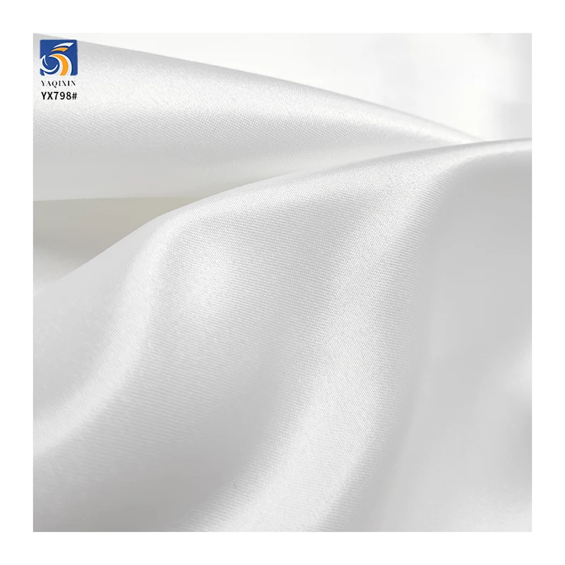 DMF15 75D*300D 160gsm Elegant White 100 Polyester Shiny Bridal Satin Fabric for Wedding Dress - 图片 3