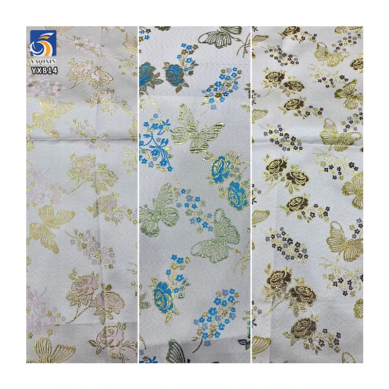 YX814 200gsm Luxury Style 60% Polyester 40% Cotton Butterfly and Flower Design Jacquard Brocade Fabric for African Dress - 图片 4