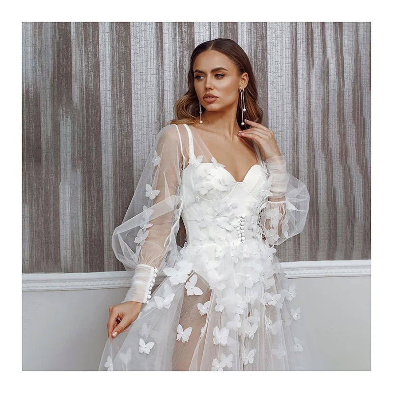 TDS004 OEM ODM 3D Butterfly Design 100% Polyester Eco-Friendly Breathable Tulle Mesh Fabric for Women's Girls Dance Dress - 图片 4