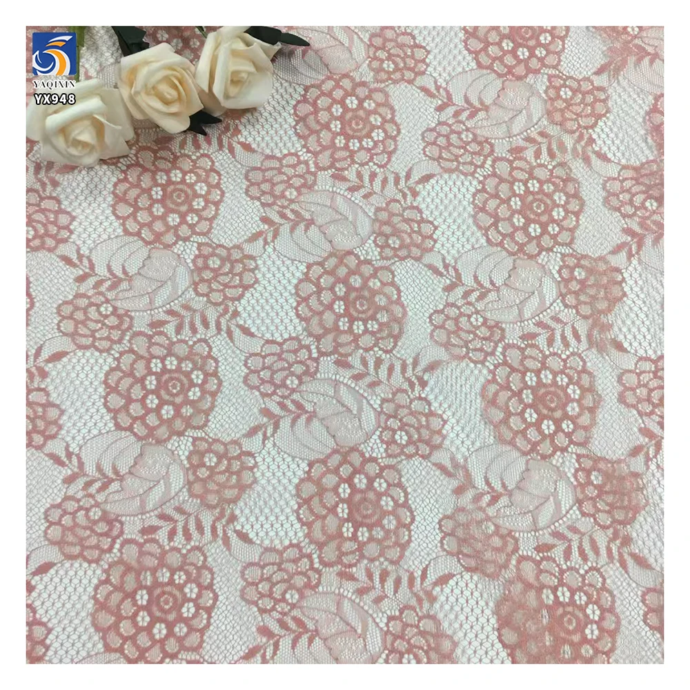 YX948 Non-Stretch Chantilly Lace Fabric With Flowers Embroidery Valentine's Day Romantic French Rose Lace Dress Fabrics Textiles - 图片 5
