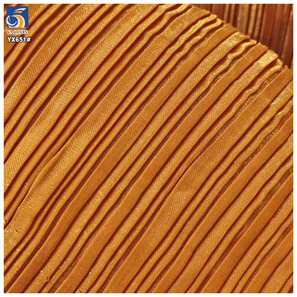 YX651-1 New Technology 2025 100 Polyester Pleated Fabric Pants Elegant Dress Liquid Organza Pleated Fabric - 图片 5