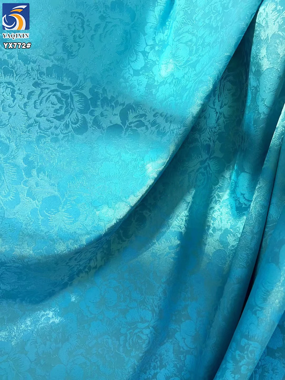 YX772 European Style 97% Polyester 3% Spandex Stretch Big Flowers Jacquard Satin Fabric for Pajama Party Dress Home Textiles - 图片 4