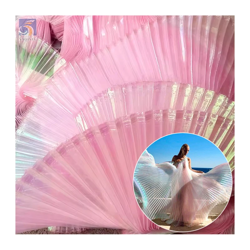 YX2169 2024 Custom Zhongda Designer Fabric Stage Dress Polyester Glossy Crepe Pleated Organza Fabric