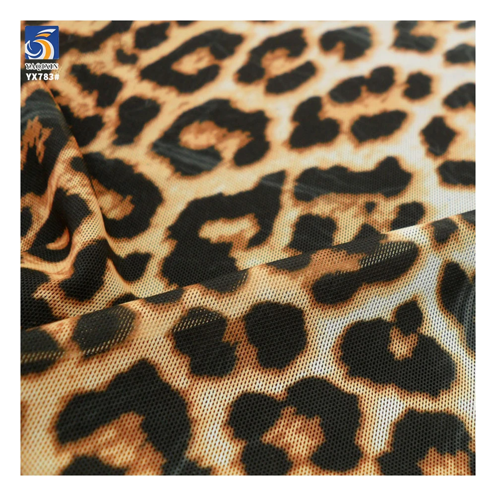 YX783 America's Popular Designs 4 Way Stretch Tulle Mesh Leopard Print Fabric Spandex/Polyester Stretch Mesh Printed Fabric - 图片 3