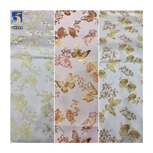 YX814 200gsm Luxury Style 60% Polyester 40% Cotton Butterfly and Flower Design Jacquard Brocade Fabric for African Dress