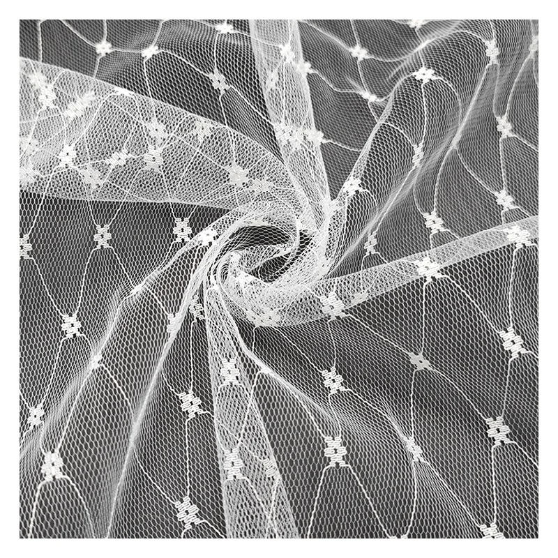 Wholesale White Soft Tulle Mosquito Netting Fabric Polyester Mesh Jacquard Fabric - 图片 3