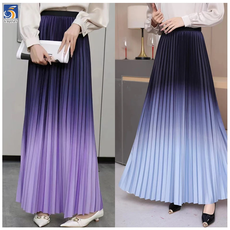 YX506-1 Custom Pattern Printed Satin Fabric Scalloped Pleated Stretch Satin Matte Fabric - 图片 4