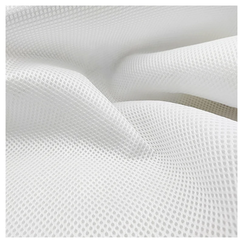 White 100%Polyester Knitted 3D Spacer Sandwich Air Mesh Fabric for Shoes/Office Chair/Car Seats Custom 100% Polyester Plain Dyed - 图片 5
