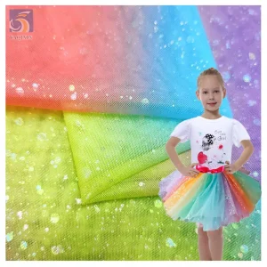 BY22001 Factory Cheap Price Poly Blend Iridescent Dot Glitter Print Tulle Fabric Wedding Stage Decoration Fabric