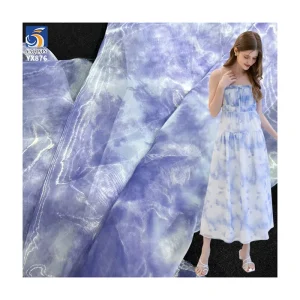 YX876 New Trend Woven Width 150cm 60gsm Digital Printing Tie-Dye Liquid Organza Fabric for Dress Polyester Puffy Skirt