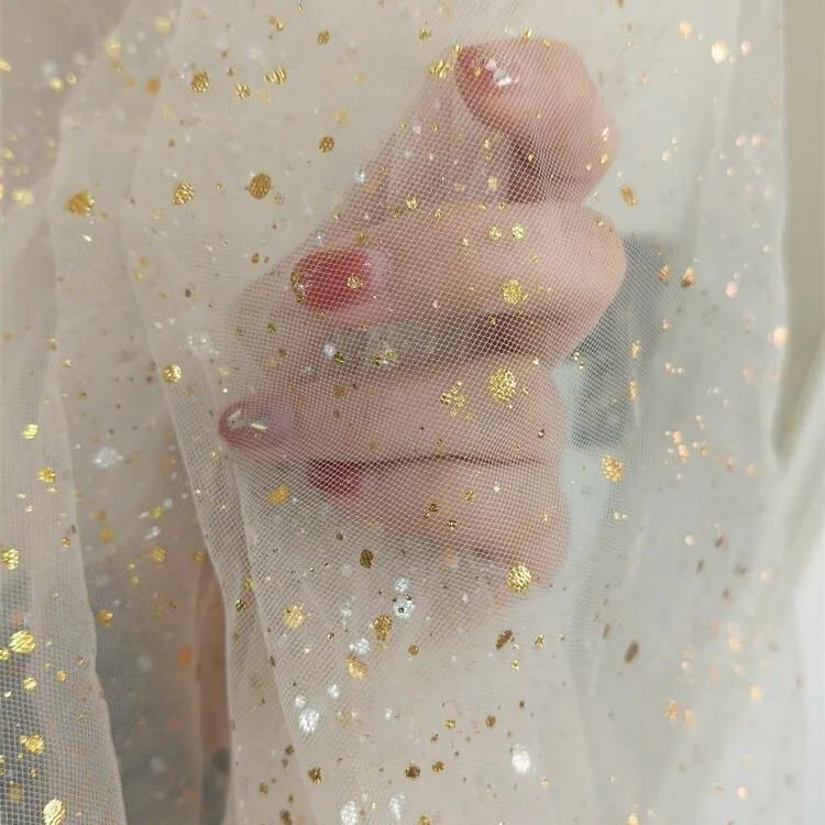 YX849 Tulle Stock Wholesale Gold Film Printing | Camouflage Tulle Fabric for Ink Splash Dress | USA Export - 图片 5