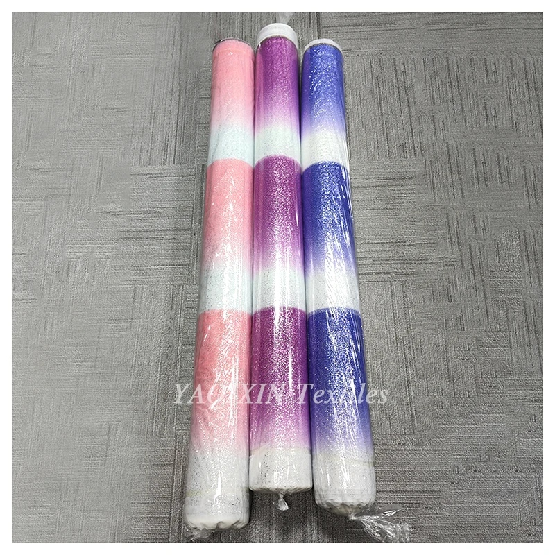 Blue White Ombre Tulle Mesh Knitted Digital Print Poly Fabric with Silver Glitter Dots Fabric Baby Girl Dress Skirt Fabric