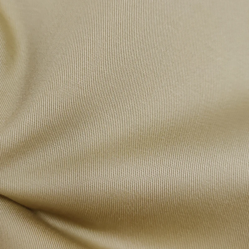 A2272 Khaki 255gsm Washed Polyester Cotton Spandex Stretchy Fabric 32*16 Twill Mercerized Cotton Fabric for Trousers - 图片 3