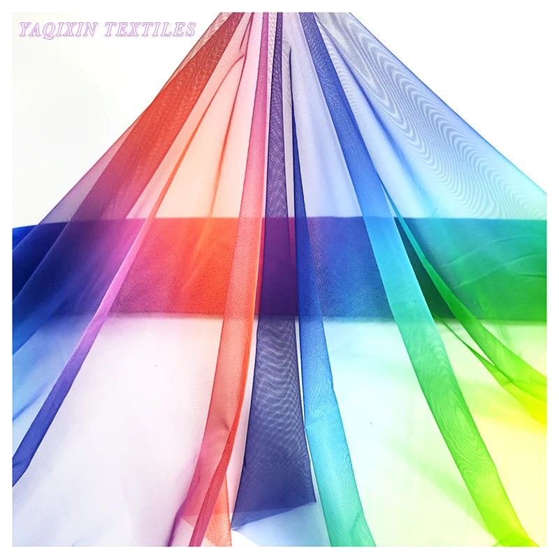 Children's Mesh Fabric Print Quality Fabric Blue Yellow and Red Colours rainbow Tulle Fabric - 图片 3