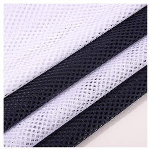 Stock Lot Wholesale Price 250gsm Soft 100%Polyester Tricot Knitted Hexagonal Mesh Fabric for Sports Wear Bags Office Chair