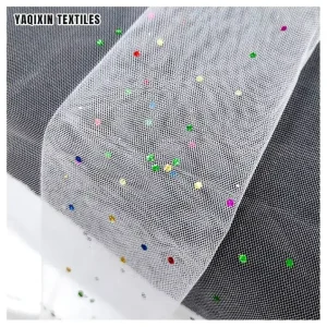 Guangzhou Zhongda Factory Prices Multi-color Shiny Sparkle 100 Polyester Net Tulle Mesh Fabric by the Yards