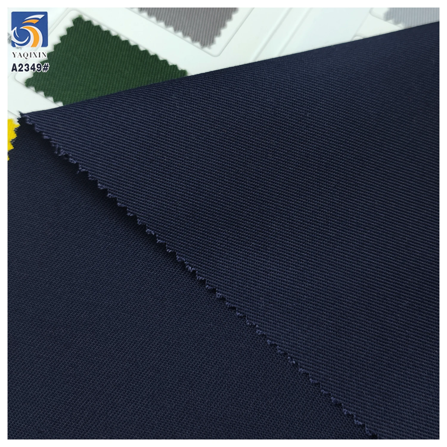 A2349 Blue Black 245gsm Anti-Wrinkle Twill Fabric TC 65% Polyester 33% Cotton 2% Spandex Stretch TC Twill Fabric - 图片 4