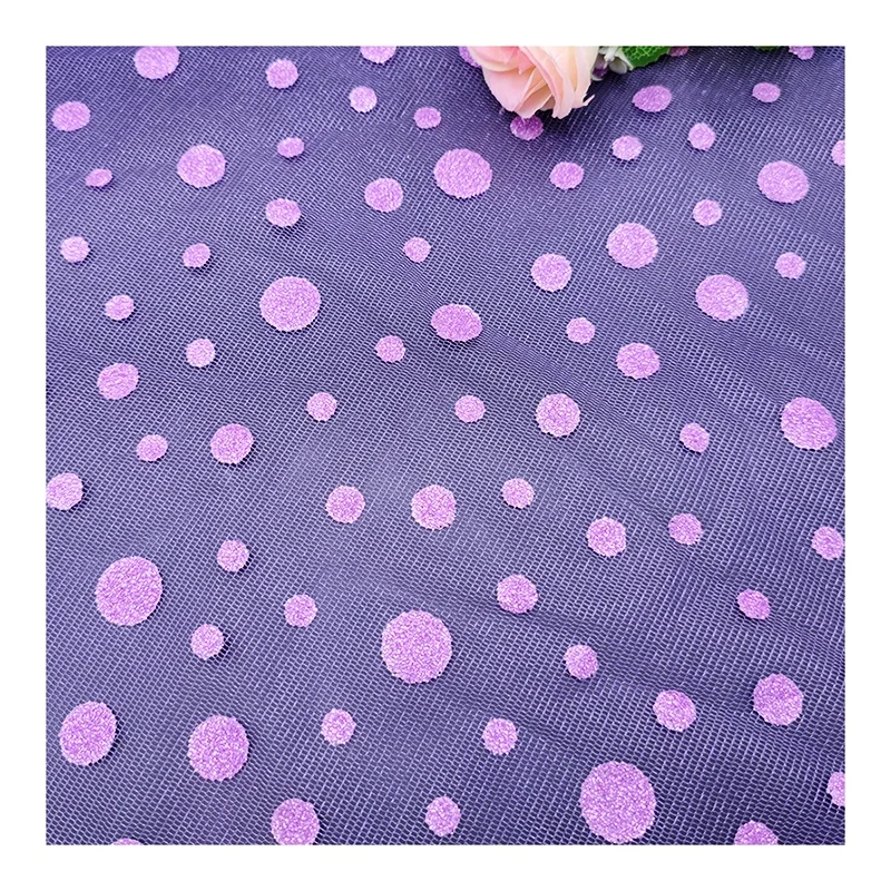 SG25 American Hot Selling Polka Dot Glitter Tulle Fabric Wedding Party Dress Sparkle Tulle - 图片 5