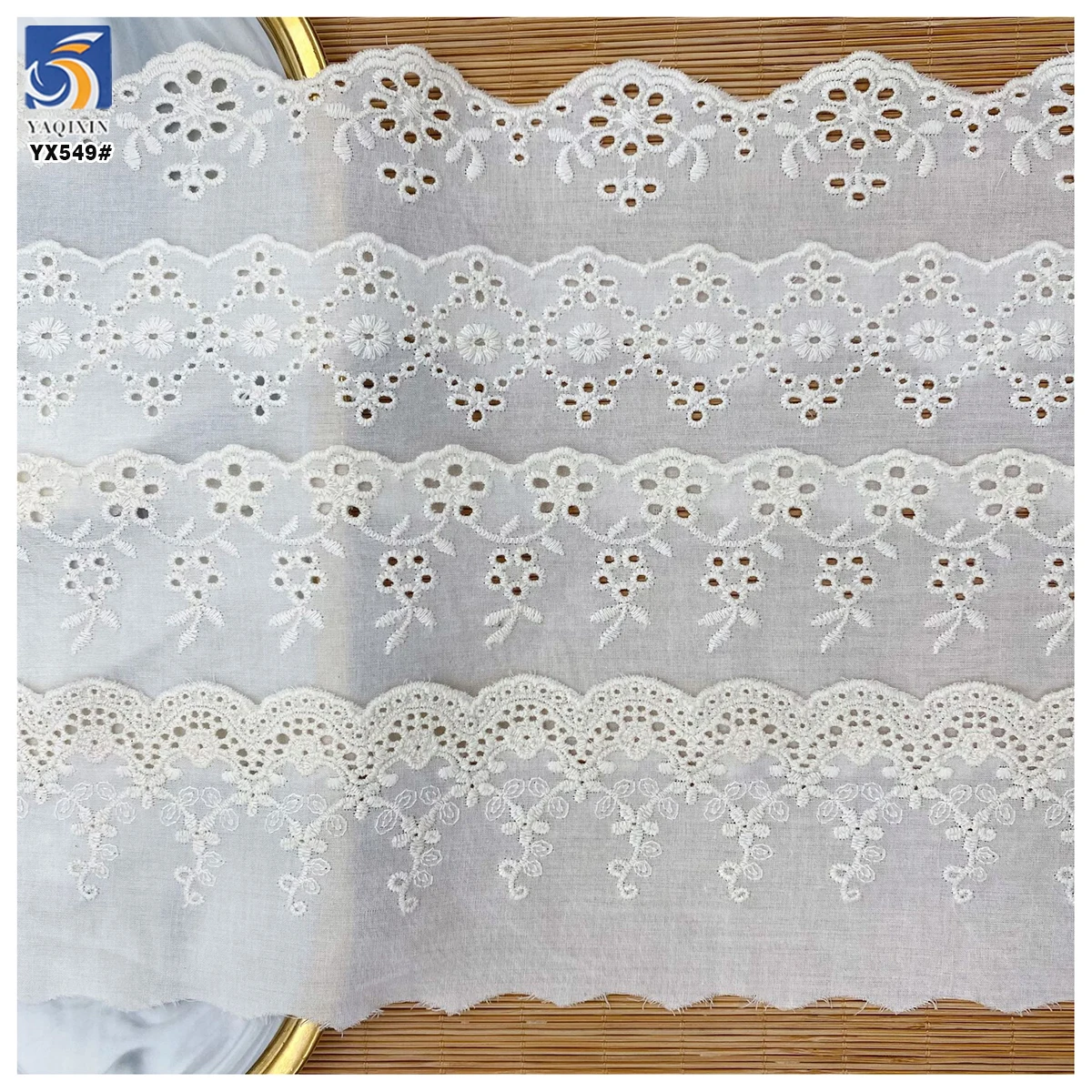 YX549 New Arrivals 2025 100% Cotton Water Soluble Embroidery African Lace Trim for Women Dresses