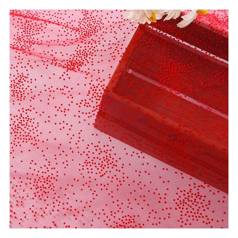 ZRT12 Guangzhou Wholesale Flocked Fireworks Swiss Dot Spots Tulle Fabric Nylon Tulle Textile for Home Decor - 图片 6