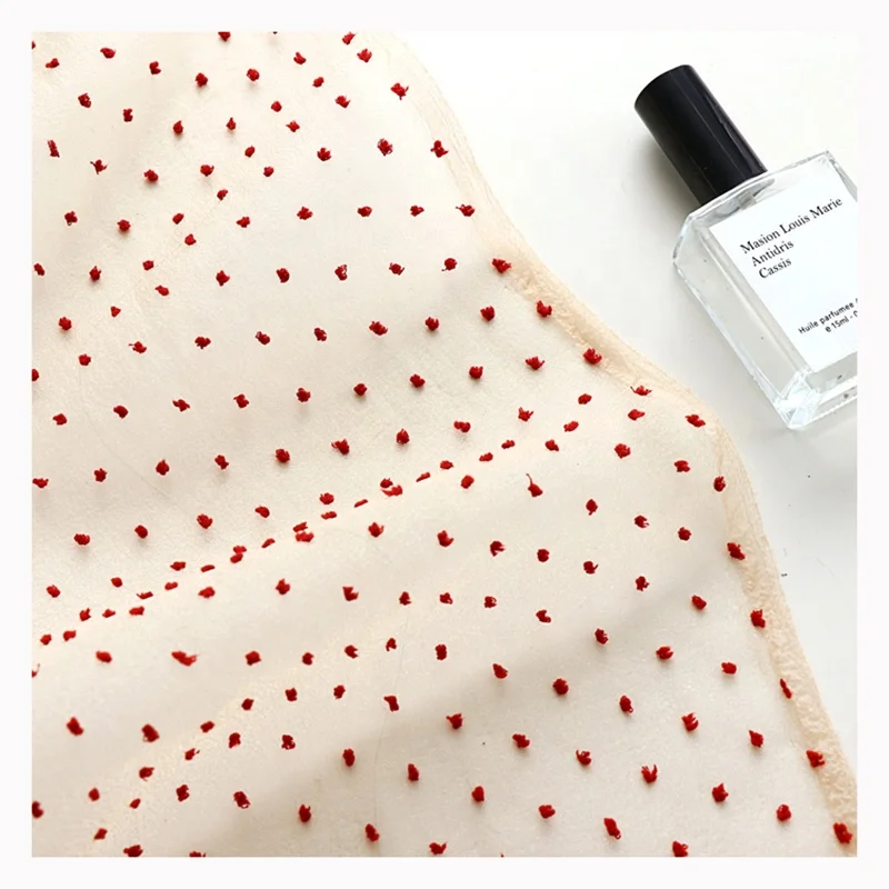 YX2002 2025 Luxury Designer Jacquard Organza Fabric Red Polyester Dobby Dot Georgette Organza Fabric for Wedding Dress - 图片 4