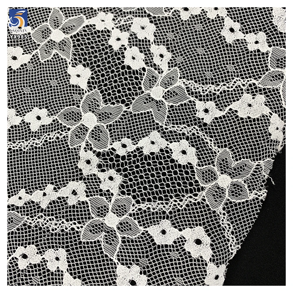 YX985 Polyester 3D Chantilly Lace Fabric Five-Star Flower Small Plum Blossom Jacquard Mesh Chantilly Lace Fabric for Clothing - 图片 5