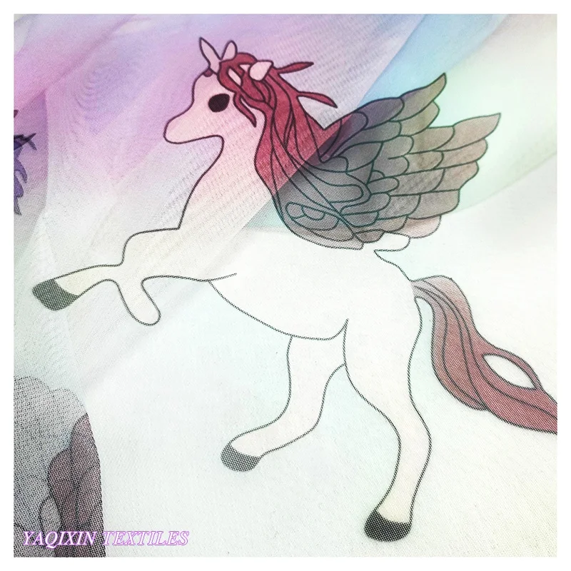YX2032 High Quality American Clothing Design, Good Price, Children's Cartoon Pattern Pony Rainbow Dress Fabric - 图片 5