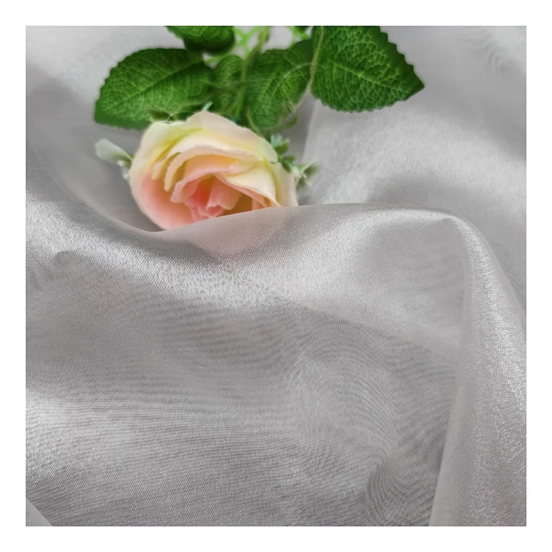 YS-004 High Quality Solid 100%Polyester Twinkle Sheer Shiny Organza Fabric for Wedding Dress Veil - 图片 3