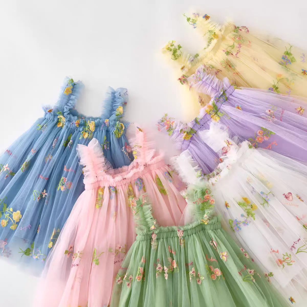 Wholesale Stock Multicolor Wedding Dress European Style Embroidery Mesh Fabric Stretch Soft Tulle Lace Fabric Women's Clothing - 图片 3