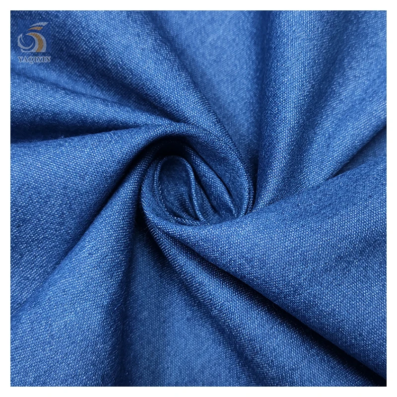 China Factory High Quality Jeans Fabric Dark Blue Lightweight Soft Stretch Thin Denim Fabric for Shirt Dresses - 图片 5