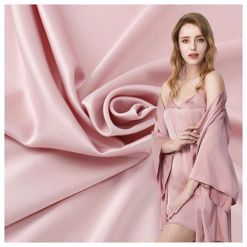 YX30 Wholesale 105gsm Soft 92% Polyester 8% Elastane Stretch Charmeuse English American Satin Fabric Rolls Textile - 图片 3