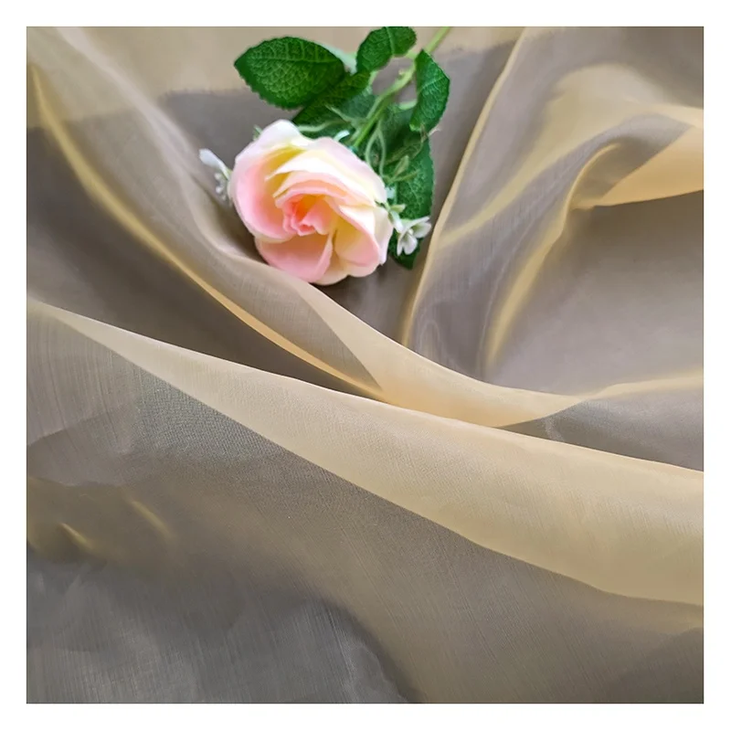 Plain Dyed 100%Polyester Sheer Pure Silk Organza Fabric for Bridal Wedding Dress - 图片 5