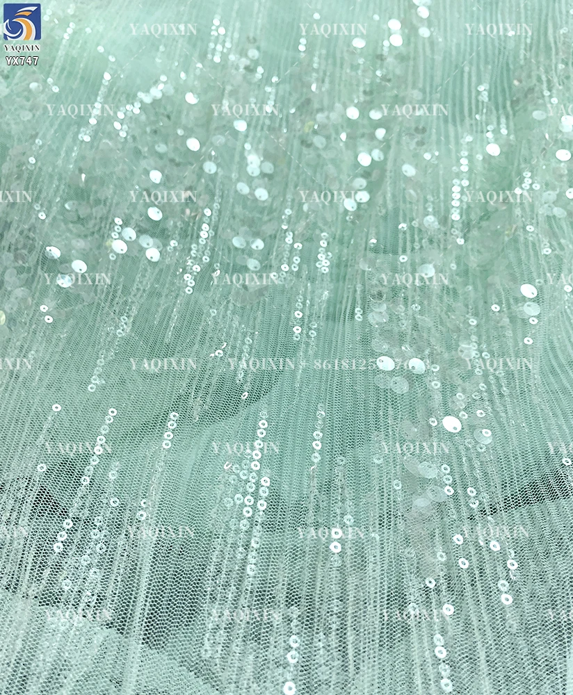 YX747 2026 New 150gsm Pleated Tulle Fabric With Transparent Sequin High-End French Fashion Dress Fabric - 图片 3