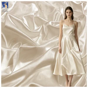 YX1442 Wholesalers 80gsm Shiny 50D Stretch Satin Fabric 92% Polyester 8% Spandex Soft Dress Skirt Garment Lining Fabric