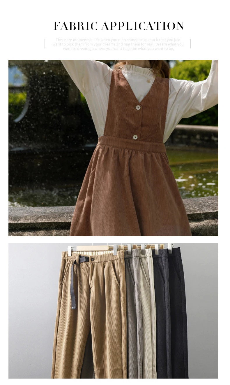 YX2341 Custom Non-Stretch 360gsm 8W Wale 100% Polyester Corduroy Fabric for Dresses 2026 New Corduroy Fabric Textile - 图片 5
