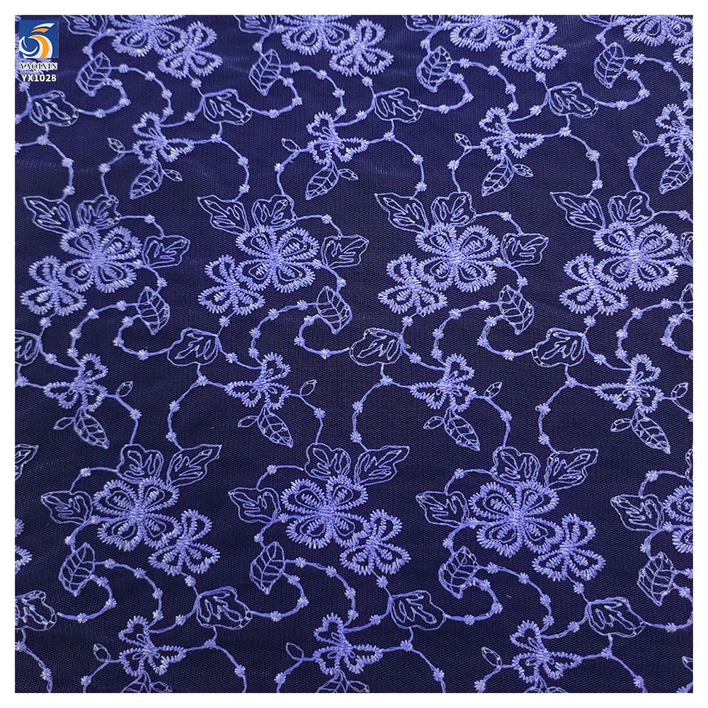 YX1028 Purple Embroidery Tulle Mesh Fabrics Textiles for Girls Short Skirt Lightweight Tulle Fabric Clothing-Skirt - 图片 5