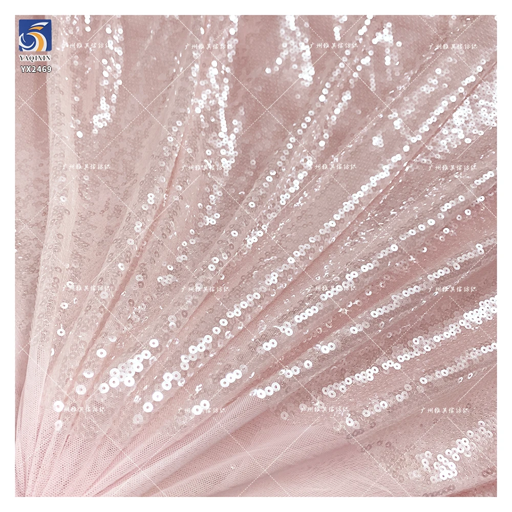 YX2469 Nude Transparent Payette Sequin Fabric Lace Sheer 3mm Sequin Fabric for Stage Model Performance Dance Dress - 图片 3