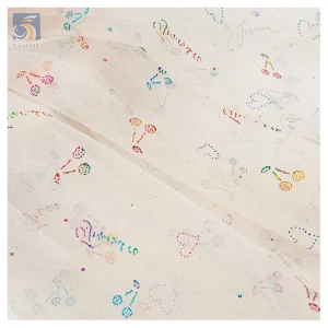 Fruit Pattern Tulle Mesh Knitted 100 Polyester Cherry Print Fabric American Christmas Series Fabric Textile Dress Tulle